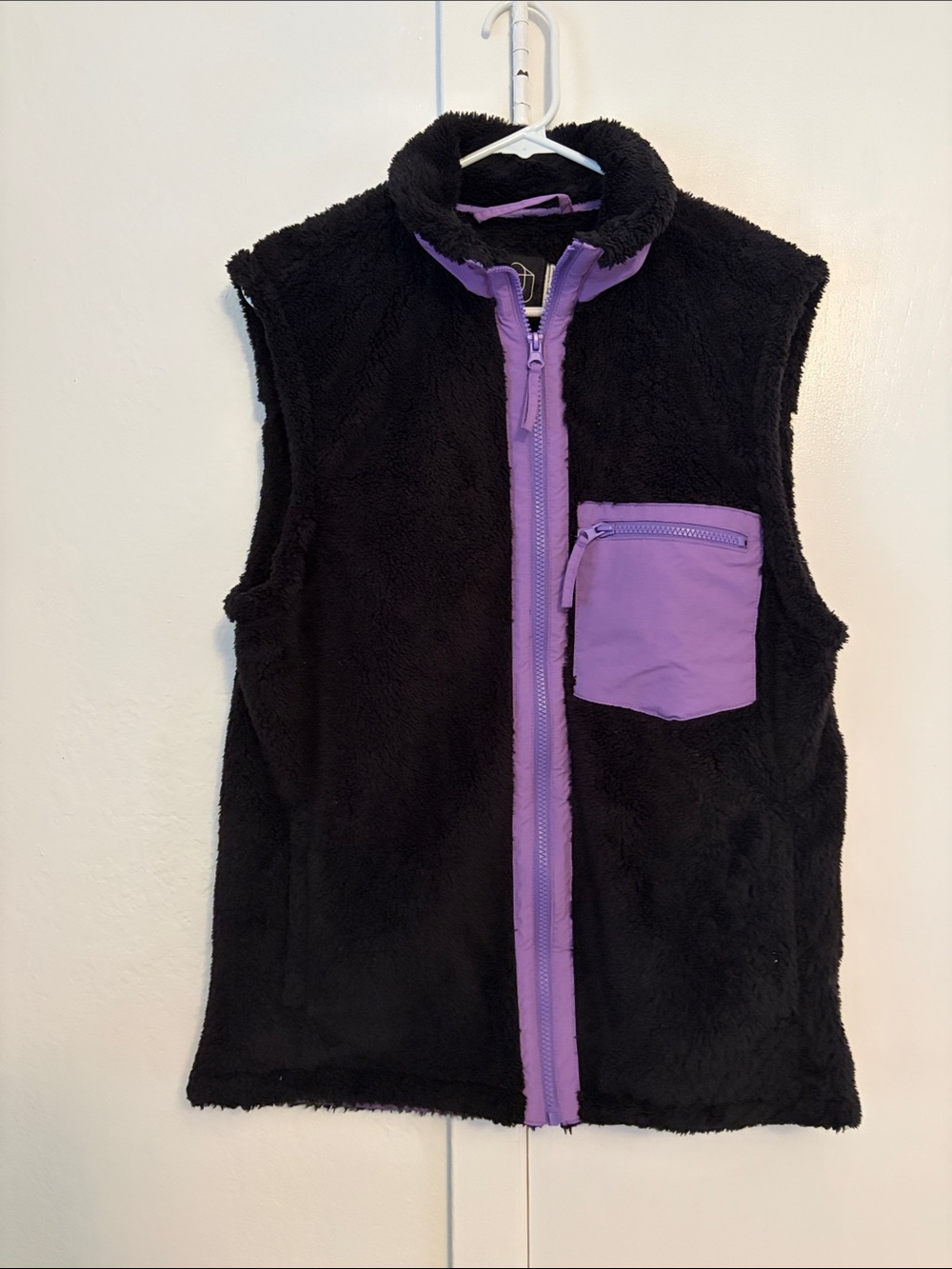 Original Use Black Fleece Vest with Lavender Trim